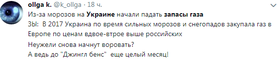 Сокращение запасов газа на Украине из-за холодов назвали в Сети фактором риска для европейского транзита