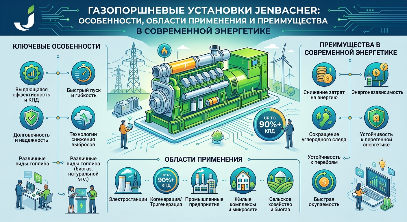 Газопоршневые установки Jenbacher: особенности, области применения и преимущества в современной энергетике
