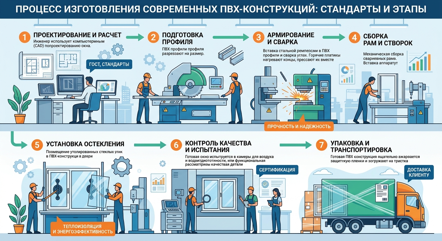Процесс изготовления современных ПВХ-конструкций: стандарты и этапы
