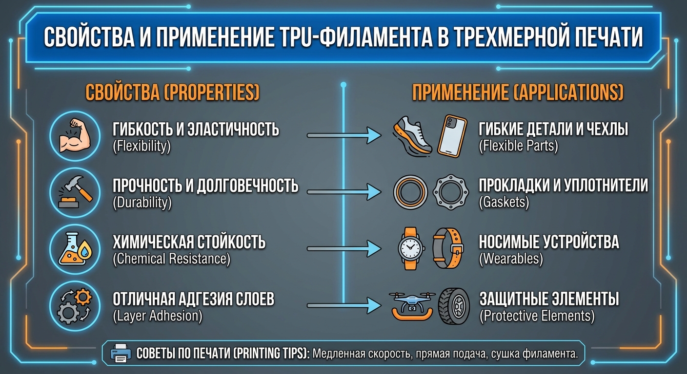 Свойства и применение TPU-филамента в трехмерной печати