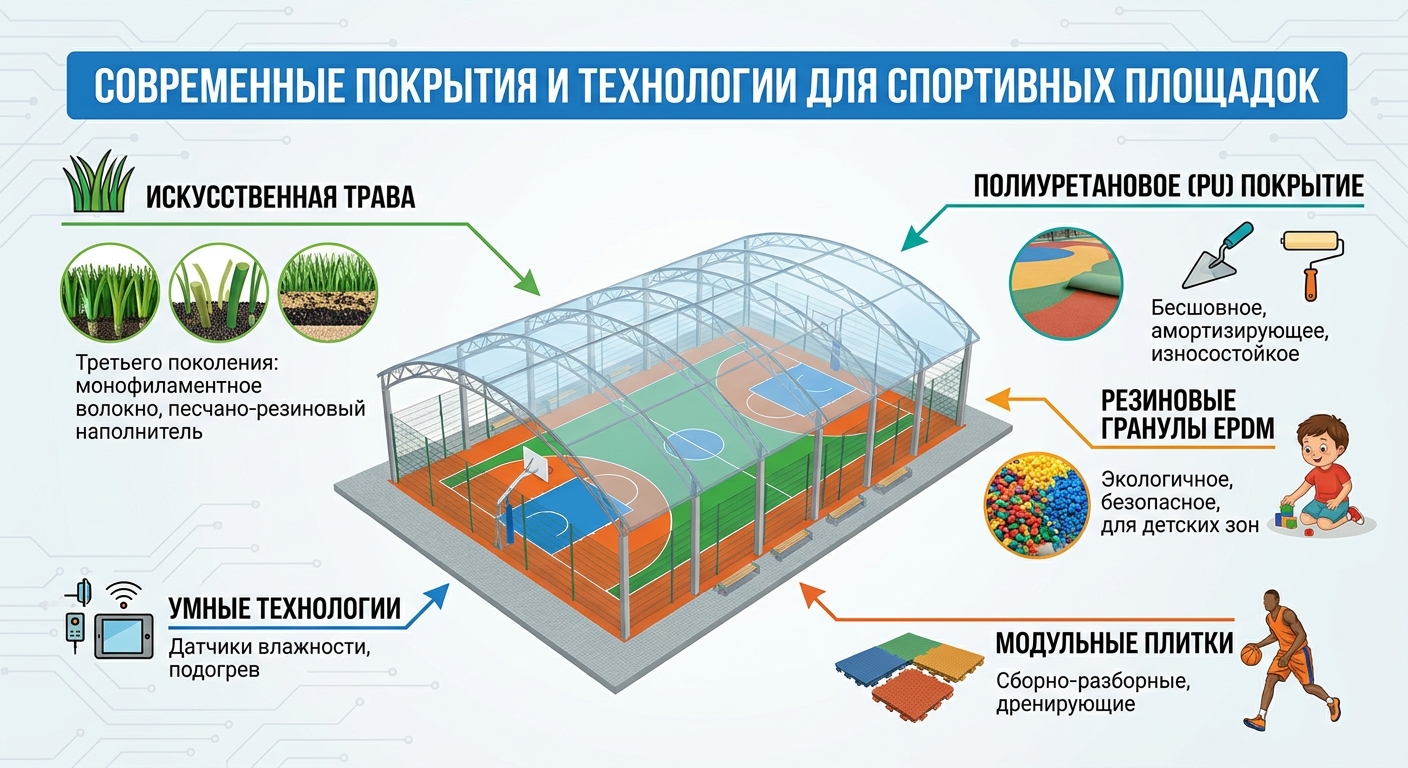 Современные покрытия и технологии для строительства спортивных площадок