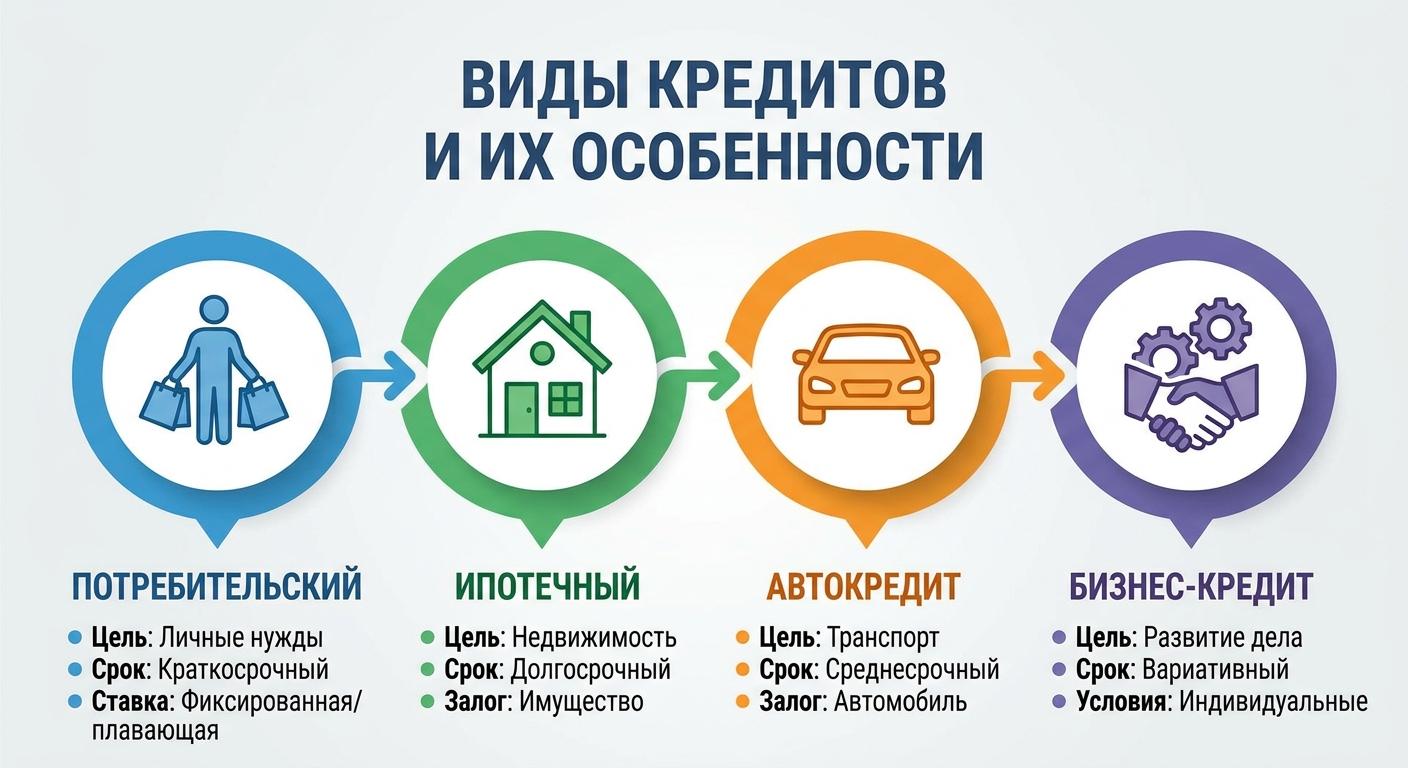 Виды кредитов и особенности их предоставления