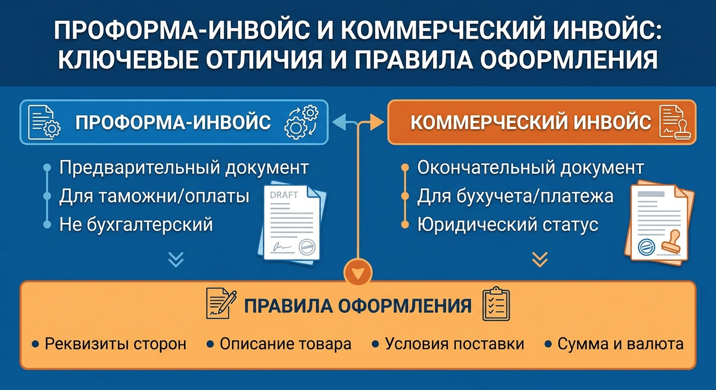 Проформа-инвойс и коммерческий инвойс: ключевые отличия и правила оформления